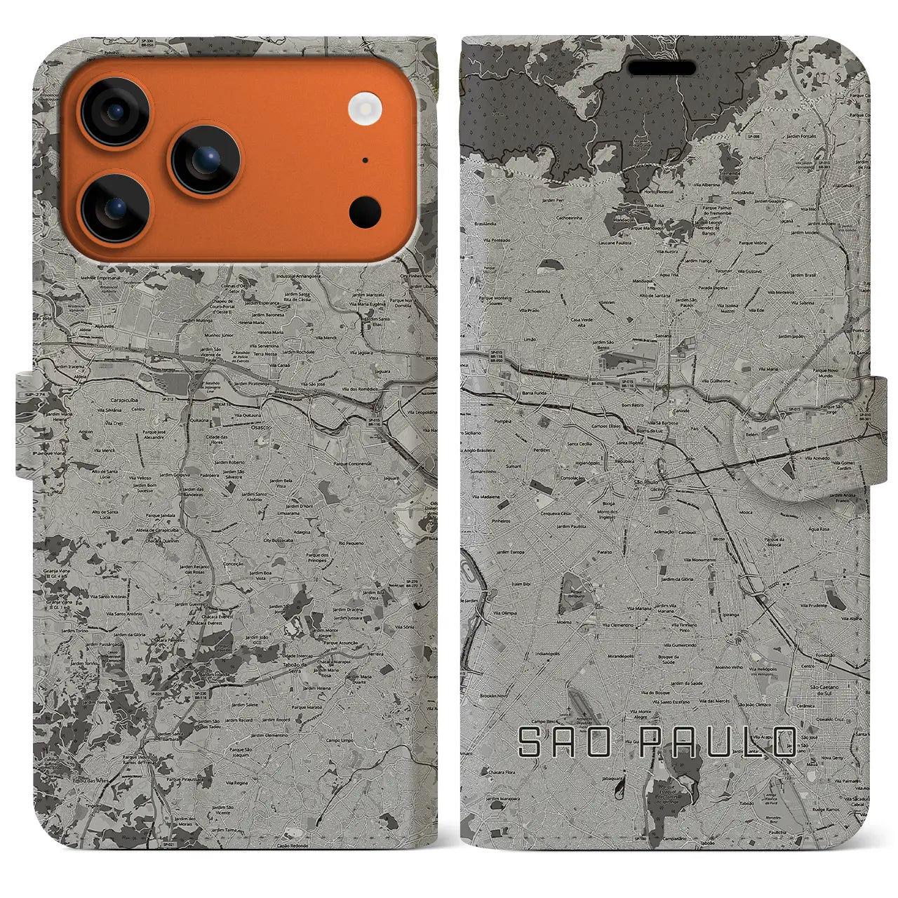 【サンパウロ（ブラジル）】地図柄iPhoneケース（手帳タイプ）