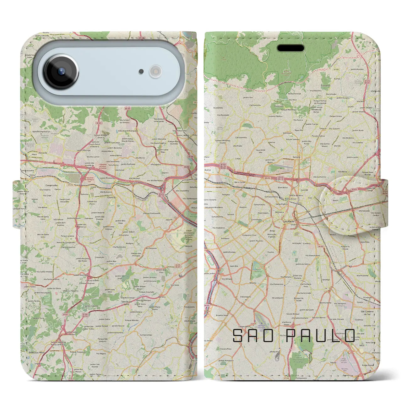 【サンパウロ（ブラジル）】地図柄iPhoneケース（手帳タイプ）