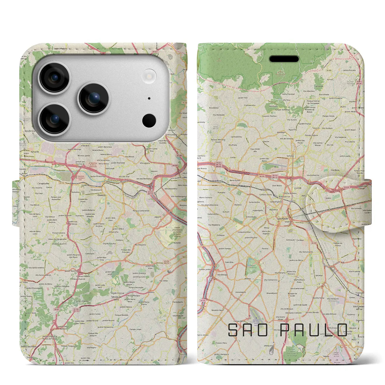 【サンパウロ（ブラジル）】地図柄iPhoneケース（手帳タイプ）