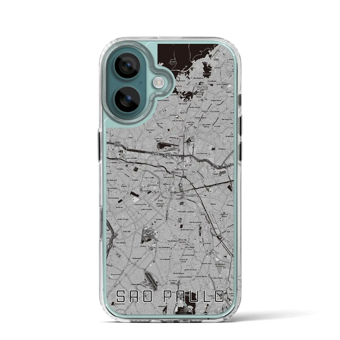 【サンパウロ（ブラジル）】地図柄iPhoneケース（MagSafeタイプ）モノトーン・iPhone 16 Pro 用