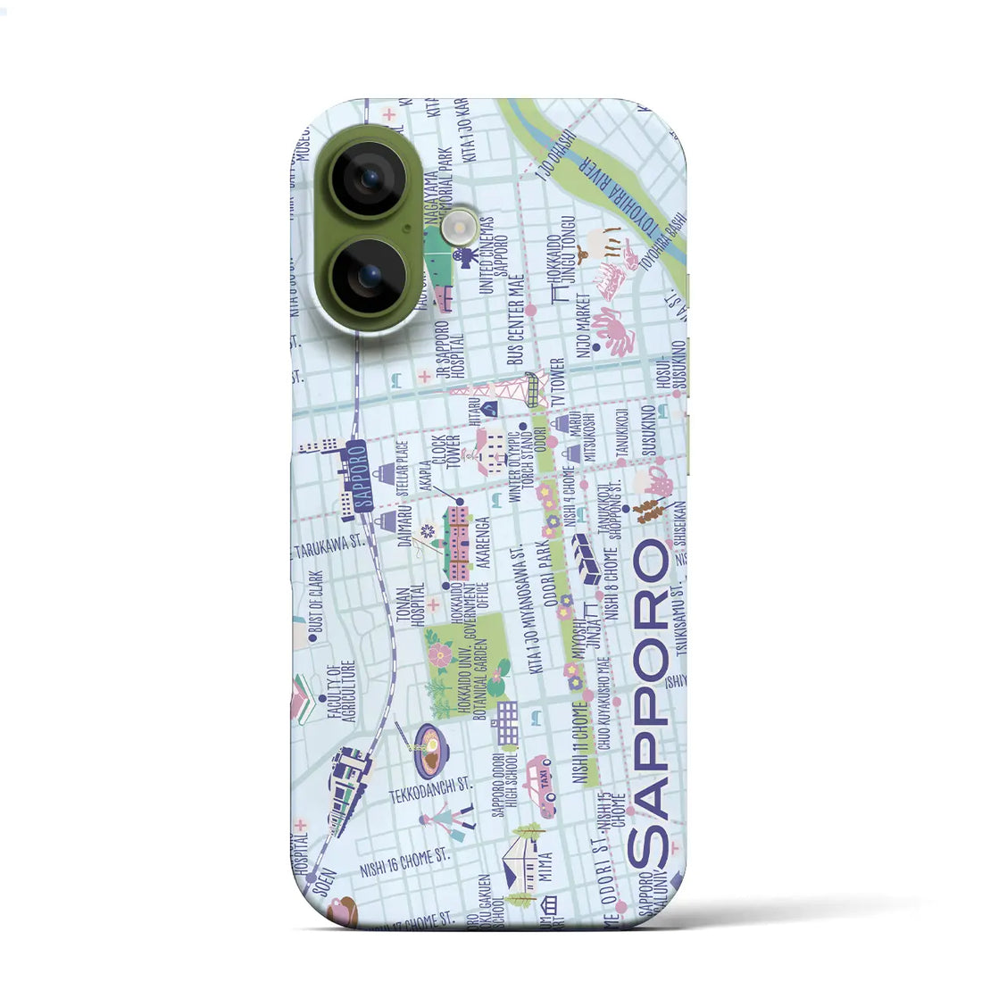 【札幌（イラスト）】イラストマップiPhoneケース（バックカバータイプ）ダーク・iPhone 17 Pro Max 用