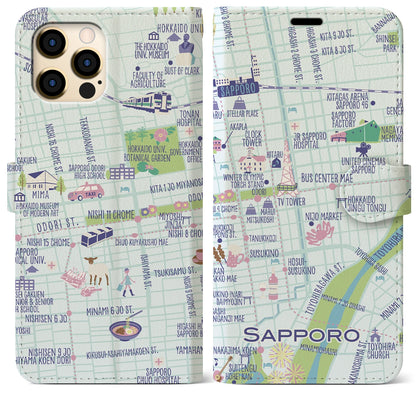 【札幌（イラスト）】イラストマップiPhoneケース（手帳タイプ）ブライト・iPhone 12 Pro Max 用