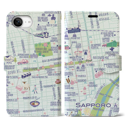 【札幌】イラストマップiPhoneケース（手帳タイプ）