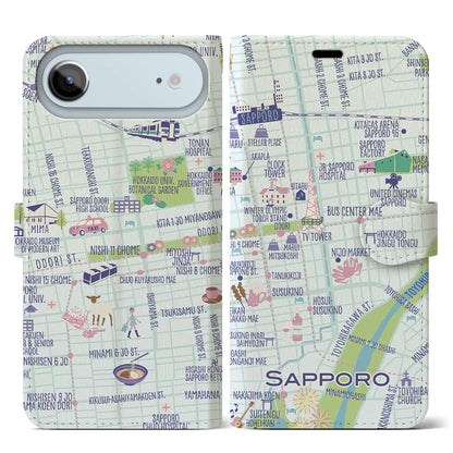 【札幌】イラストマップiPhoneケース（手帳タイプ）