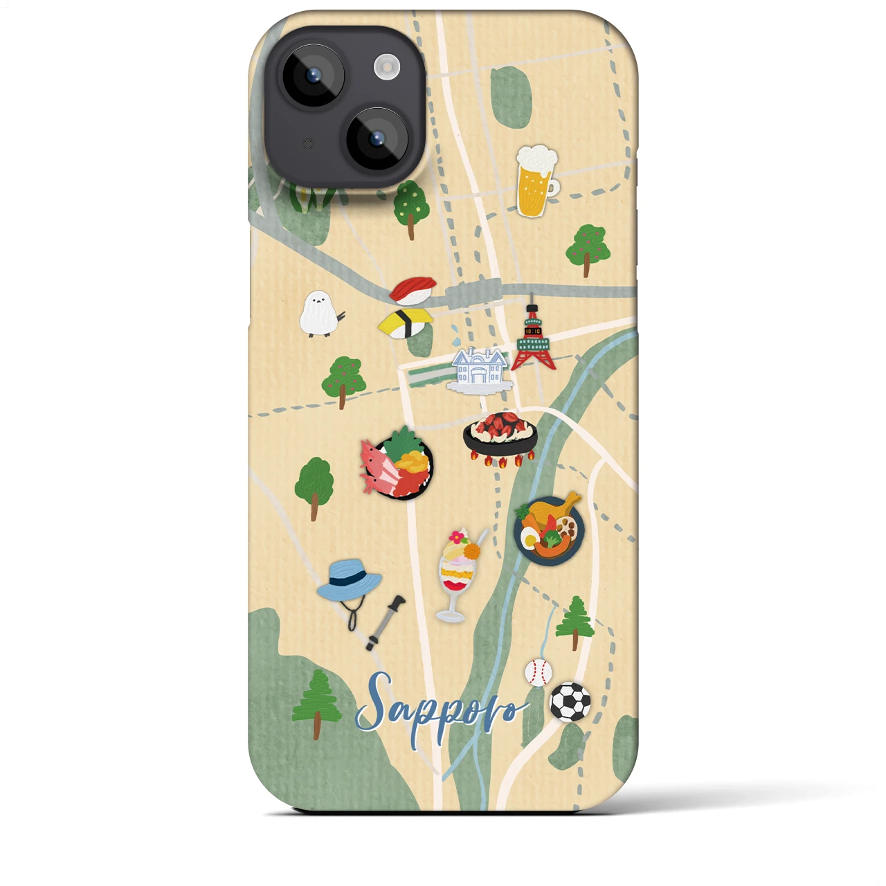 【札幌（Walk &amp; Eat）】Walk &amp; Eat iPhoneケース（バックカバータイプ）クリーム・iPhone 14 Plus 用