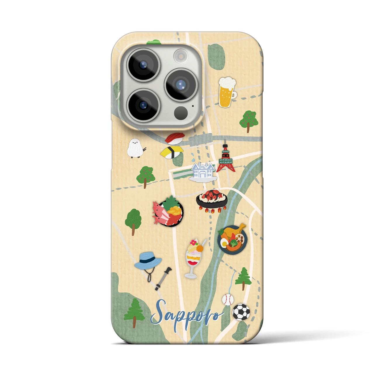 【札幌（Walk &amp; Eat）】Walk &amp; Eat iPhoneケース（バックカバータイプ）クリーム・iPhone 15 Pro 用