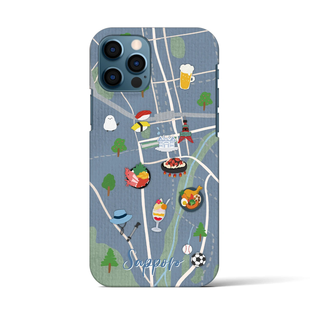 【札幌（Walk &amp; Eat）】Walk &amp; Eat iPhoneケース（バックカバータイプ）ライトブルー・iPhone 12 / 12 Pro 用