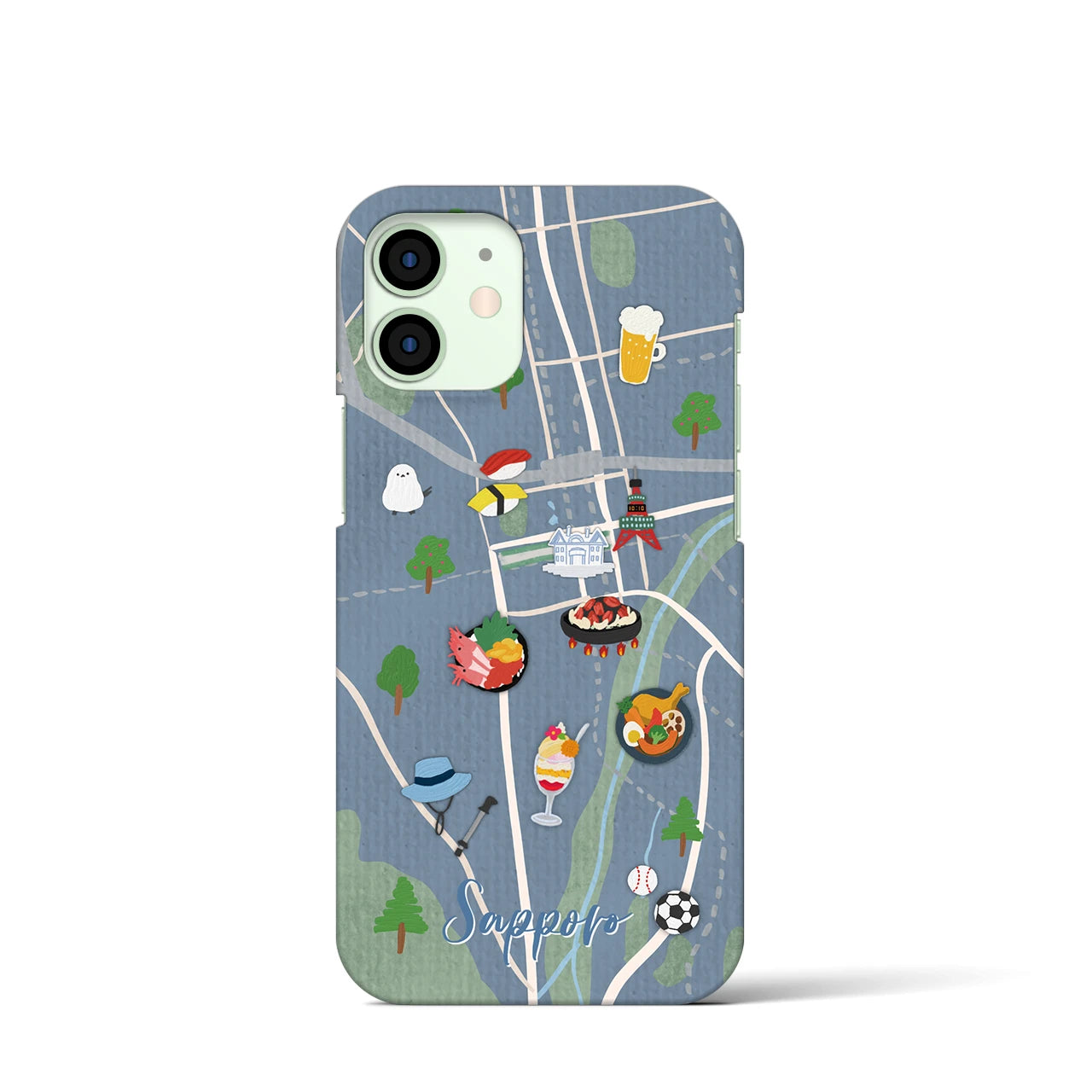 【札幌（Walk &amp; Eat）】Walk &amp; Eat iPhoneケース（バックカバータイプ）ライトブルー・iPhone 12 mini 用