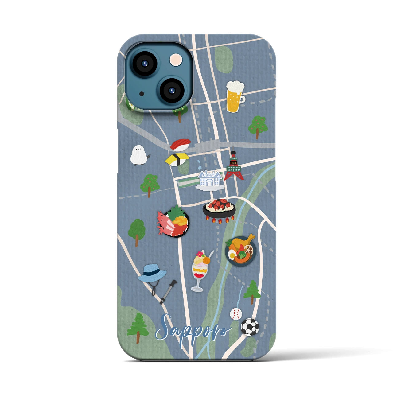 【札幌（Walk &amp; Eat）】Walk &amp; Eat iPhoneケース（バックカバータイプ）ライトブルー・iPhone 13 用