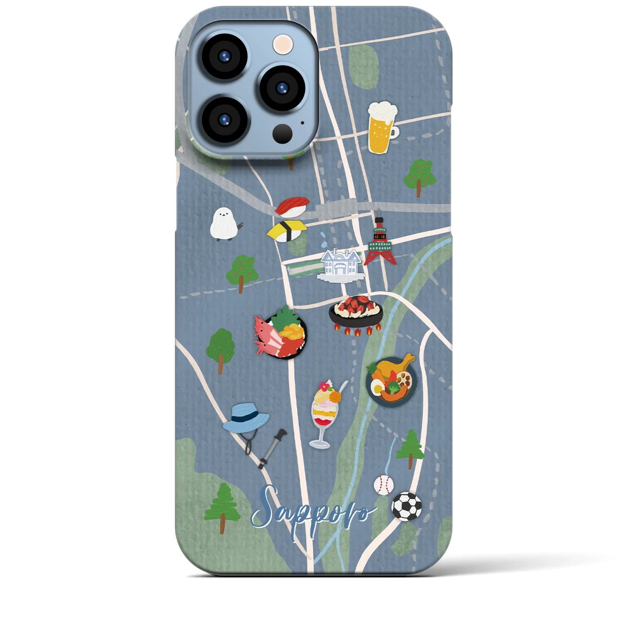 【札幌（Walk &amp; Eat）】Walk &amp; Eat iPhoneケース（バックカバータイプ）ライトブルー・iPhone 13 Pro Max 用