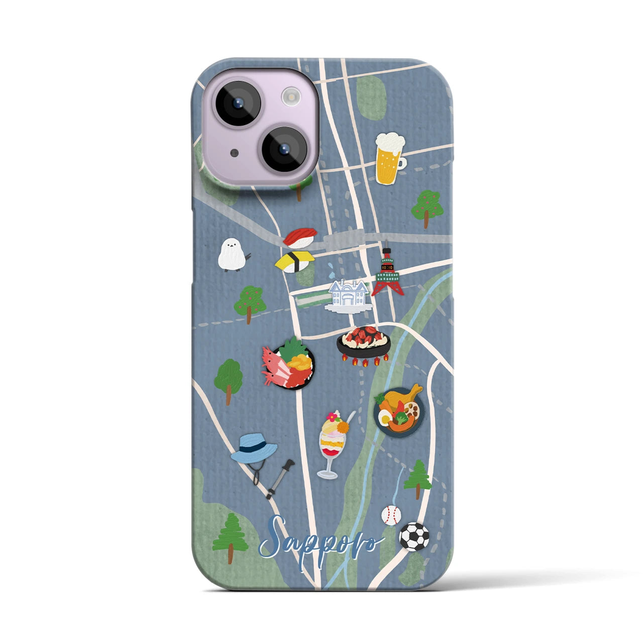 【札幌（Walk &amp; Eat）】Walk &amp; Eat iPhoneケース（バックカバータイプ）ライトブルー・iPhone 14 用