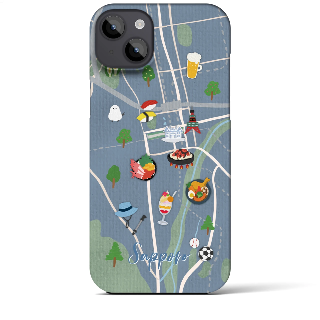 【札幌（Walk &amp; Eat）】Walk &amp; Eat iPhoneケース（バックカバータイプ）ライトブルー・iPhone 14 Plus 用