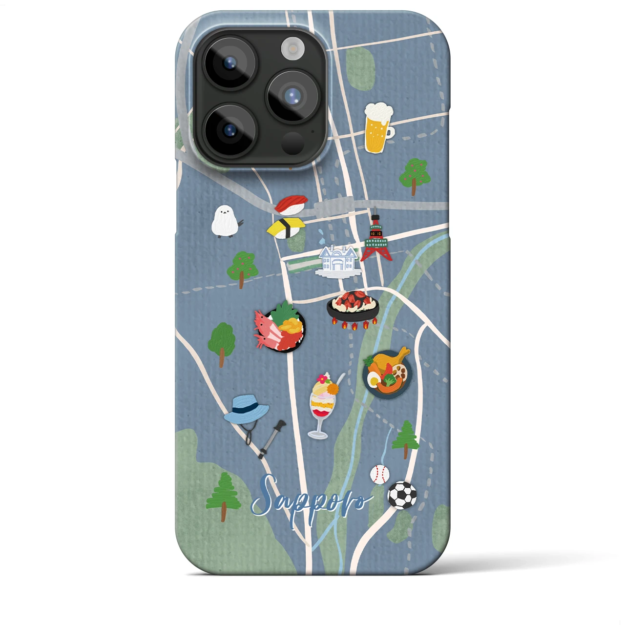 【札幌（Walk &amp; Eat）】Walk &amp; Eat iPhoneケース（バックカバータイプ）ライトブルー・iPhone 15 Pro Max 用