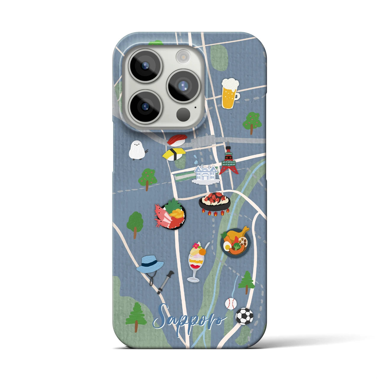 【札幌（Walk &amp; Eat）】Walk &amp; Eat iPhoneケース（バックカバータイプ）ライトブルー・iPhone 15 Pro 用