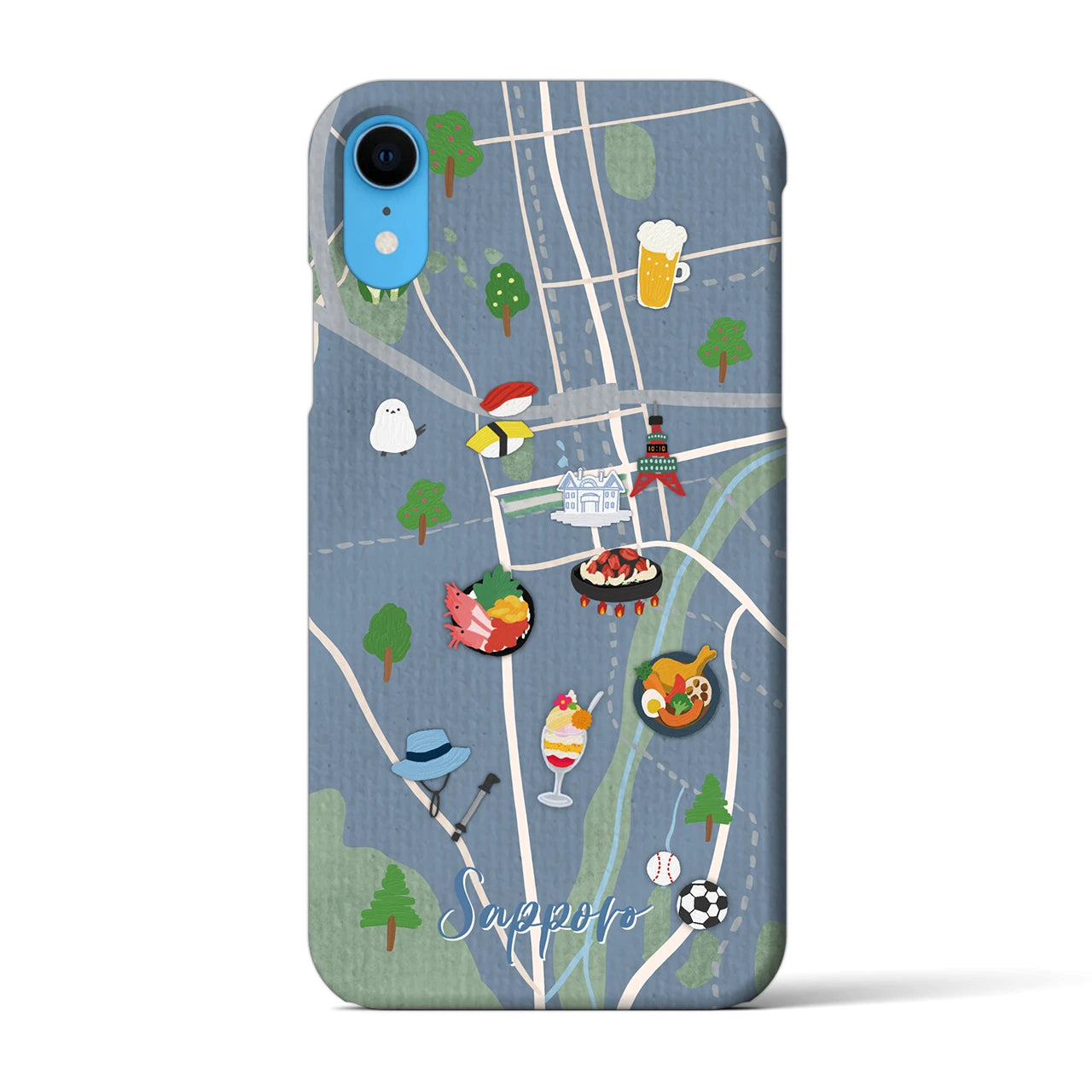 【札幌（Walk &amp; Eat）】Walk &amp; Eat iPhoneケース（バックカバータイプ）ライトブルー・iPhone XR 用