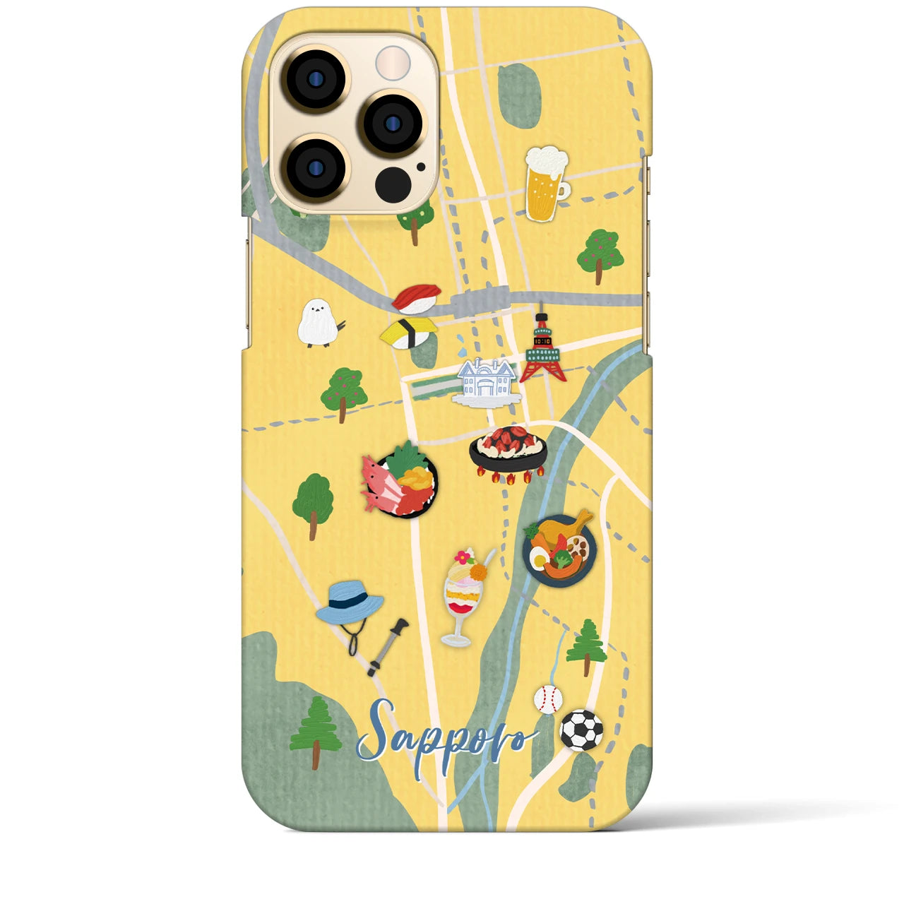 【札幌（Walk &amp; Eat）】Walk &amp; Eat iPhoneケース（バックカバータイプ）ライトイエロー・iPhone 12 Pro Max 用