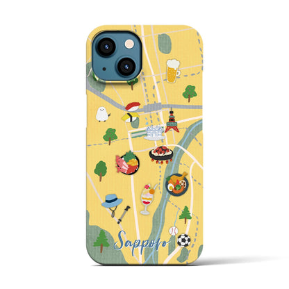 【札幌（Walk &amp; Eat）】Walk &amp; Eat iPhoneケース（バックカバータイプ）ライトイエロー・iPhone 13 用