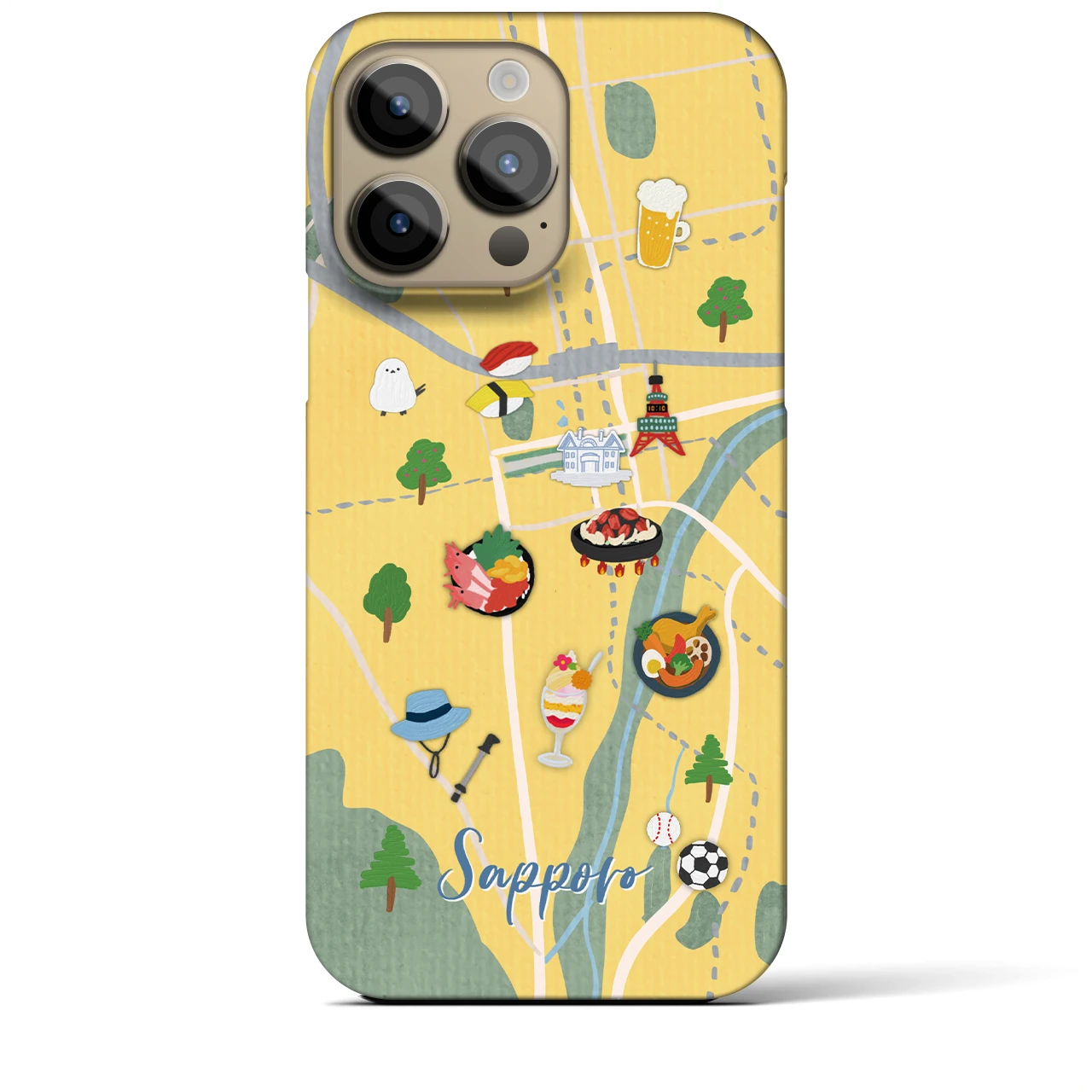 【札幌（Walk &amp; Eat）】Walk &amp; Eat iPhoneケース（バックカバータイプ）ライトイエロー・iPhone 14 Pro Max 用