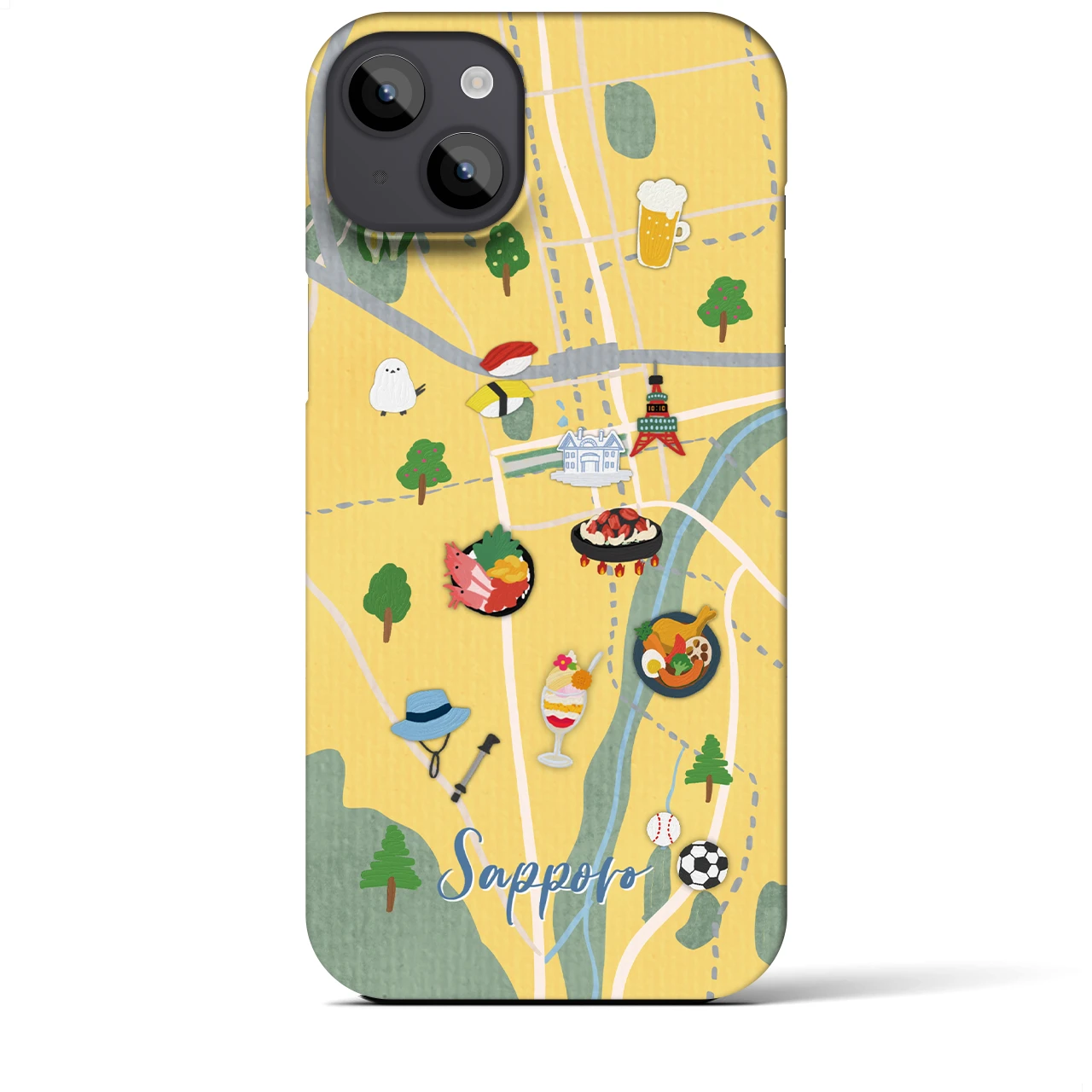 【札幌（Walk &amp; Eat）】Walk &amp; Eat iPhoneケース（バックカバータイプ）ライトイエロー・iPhone 14 Plus 用