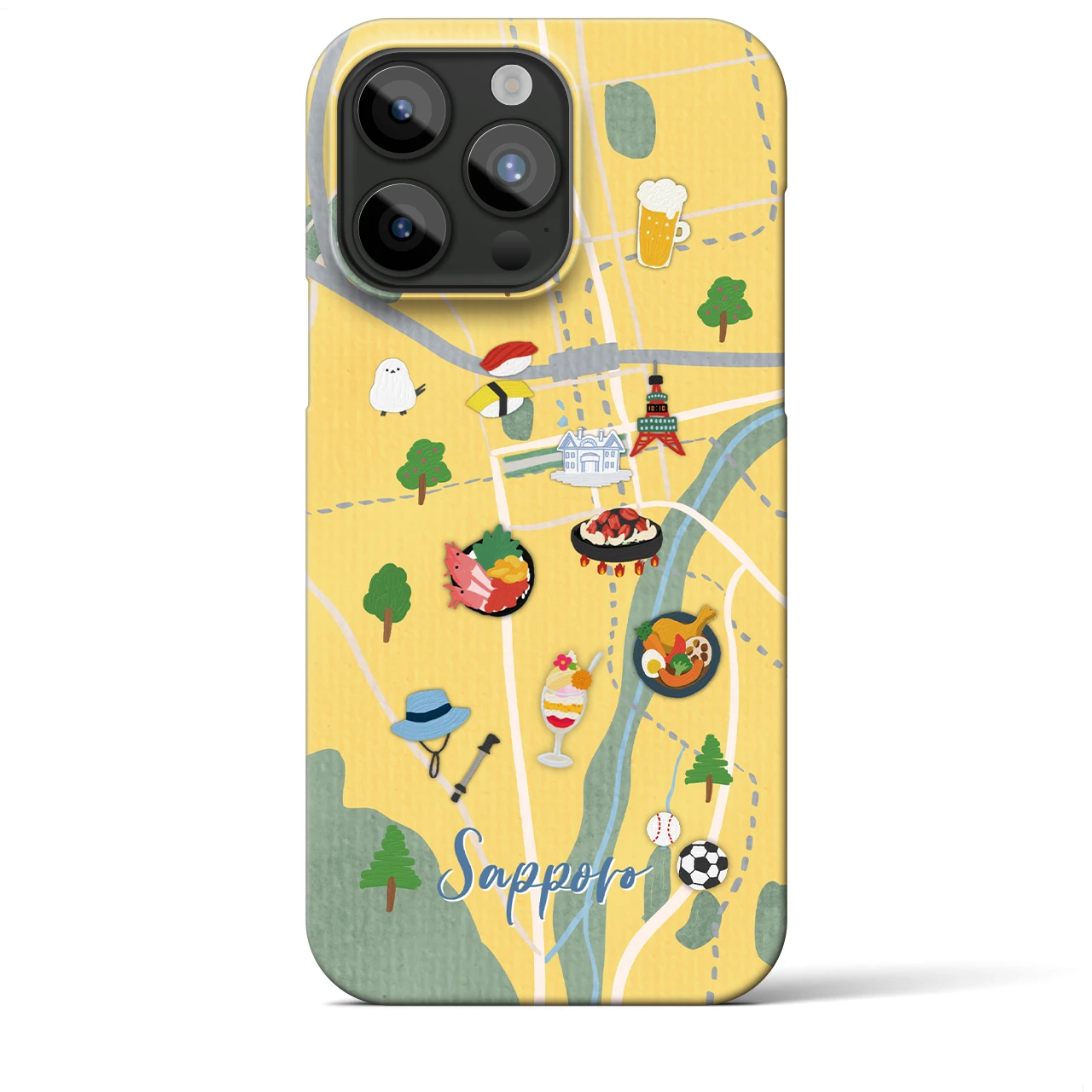 【札幌（Walk &amp; Eat）】Walk &amp; Eat iPhoneケース（バックカバータイプ）ライトイエロー・iPhone 15 Pro Max 用