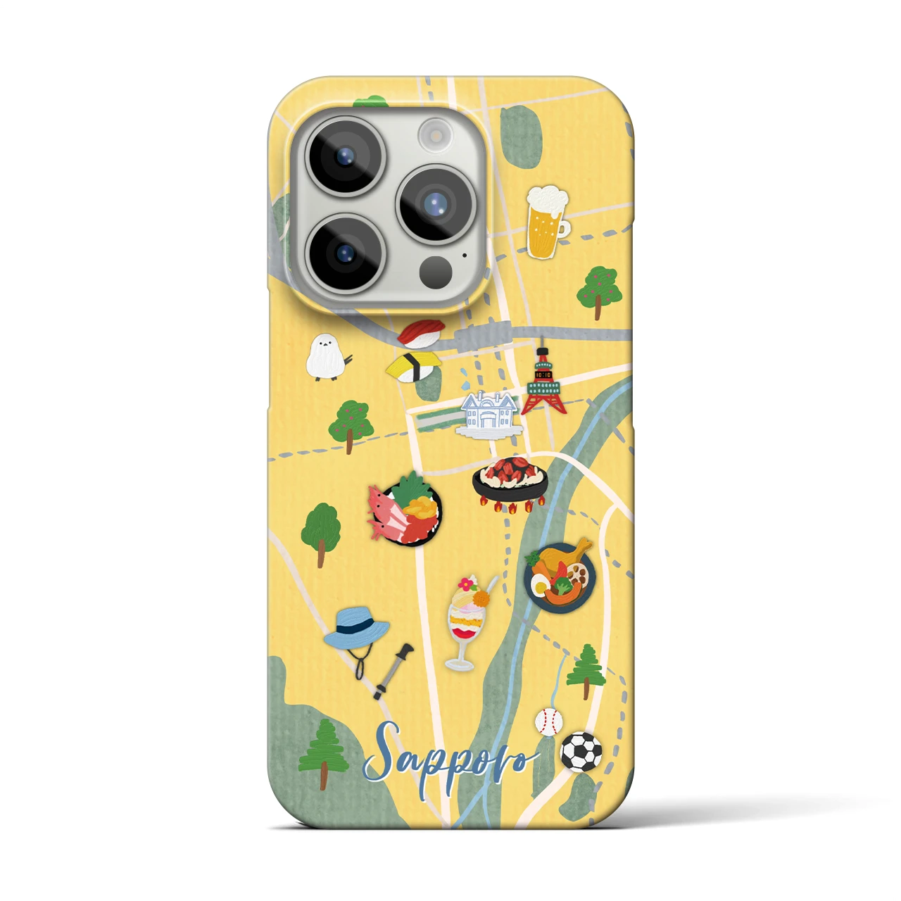 【札幌（Walk &amp; Eat）】Walk &amp; Eat iPhoneケース（バックカバータイプ）ライトイエロー・iPhone 15 Pro 用