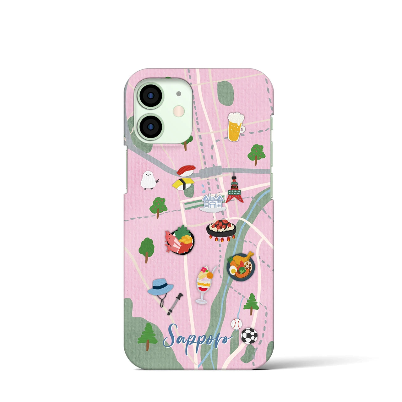 【札幌（Walk &amp; Eat）】Walk &amp; Eat iPhoneケース（バックカバータイプ）ピンク・iPhone 12 mini 用