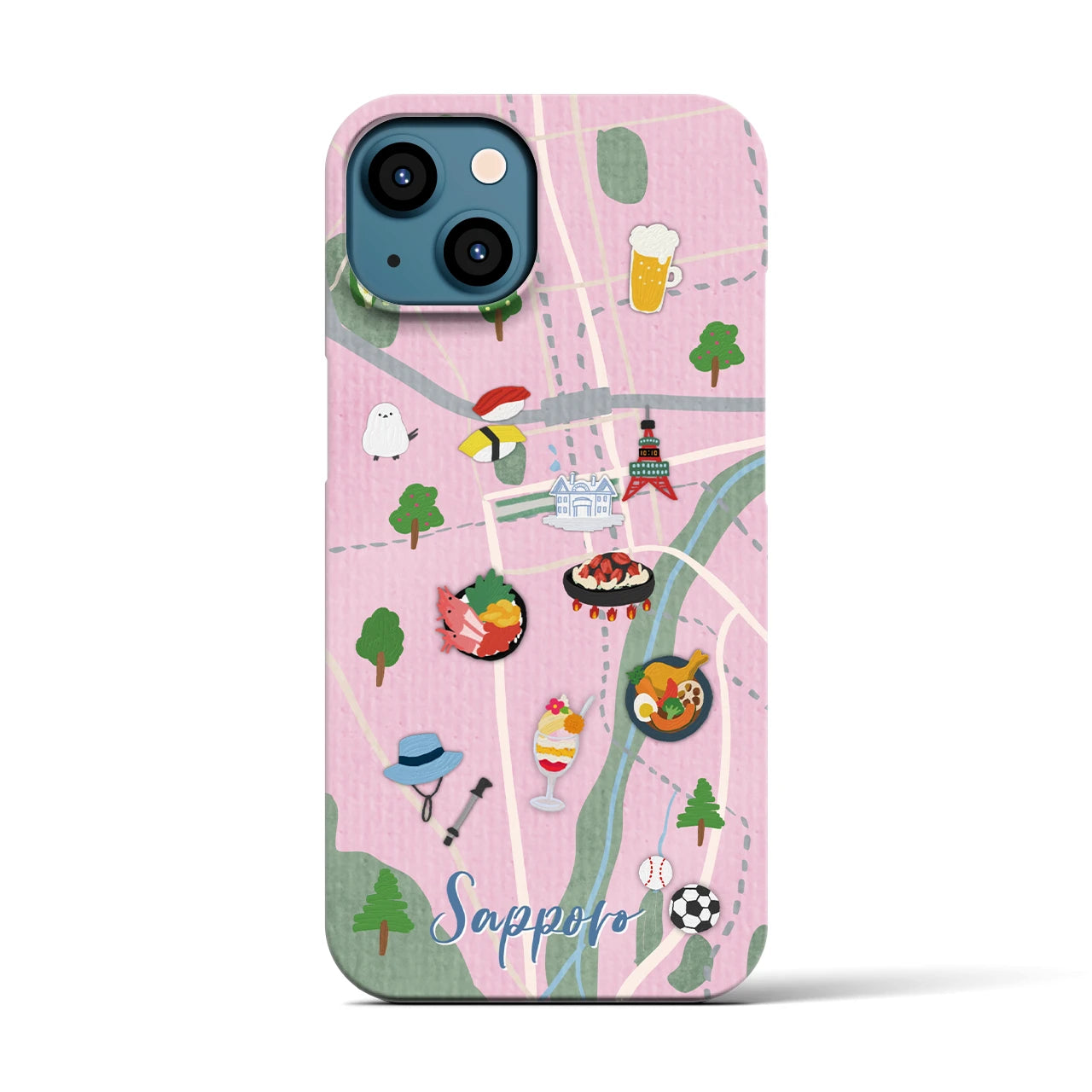 【札幌（Walk &amp; Eat）】Walk &amp; Eat iPhoneケース（バックカバータイプ）ピンク・iPhone 13 用