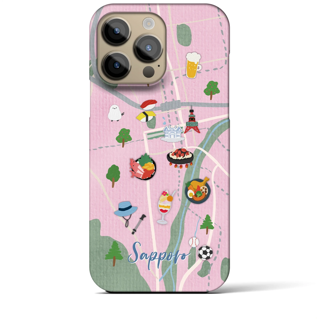 【札幌（Walk &amp; Eat）】Walk &amp; Eat iPhoneケース（バックカバータイプ）ピンク・iPhone 14 Pro Max 用