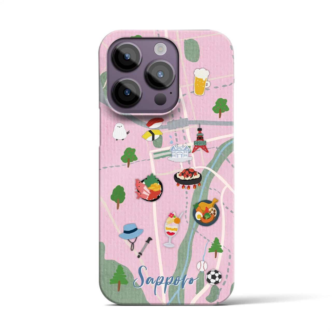 【札幌（Walk &amp; Eat）】Walk &amp; Eat iPhoneケース（バックカバータイプ）ピンク・iPhone 14 Pro 用