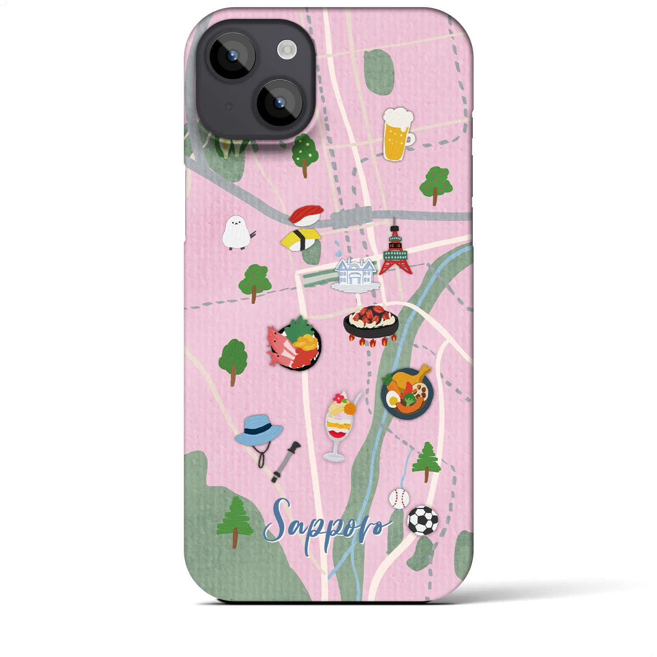 【札幌（Walk &amp; Eat）】Walk &amp; Eat iPhoneケース（バックカバータイプ）ピンク・iPhone 14 Plus 用