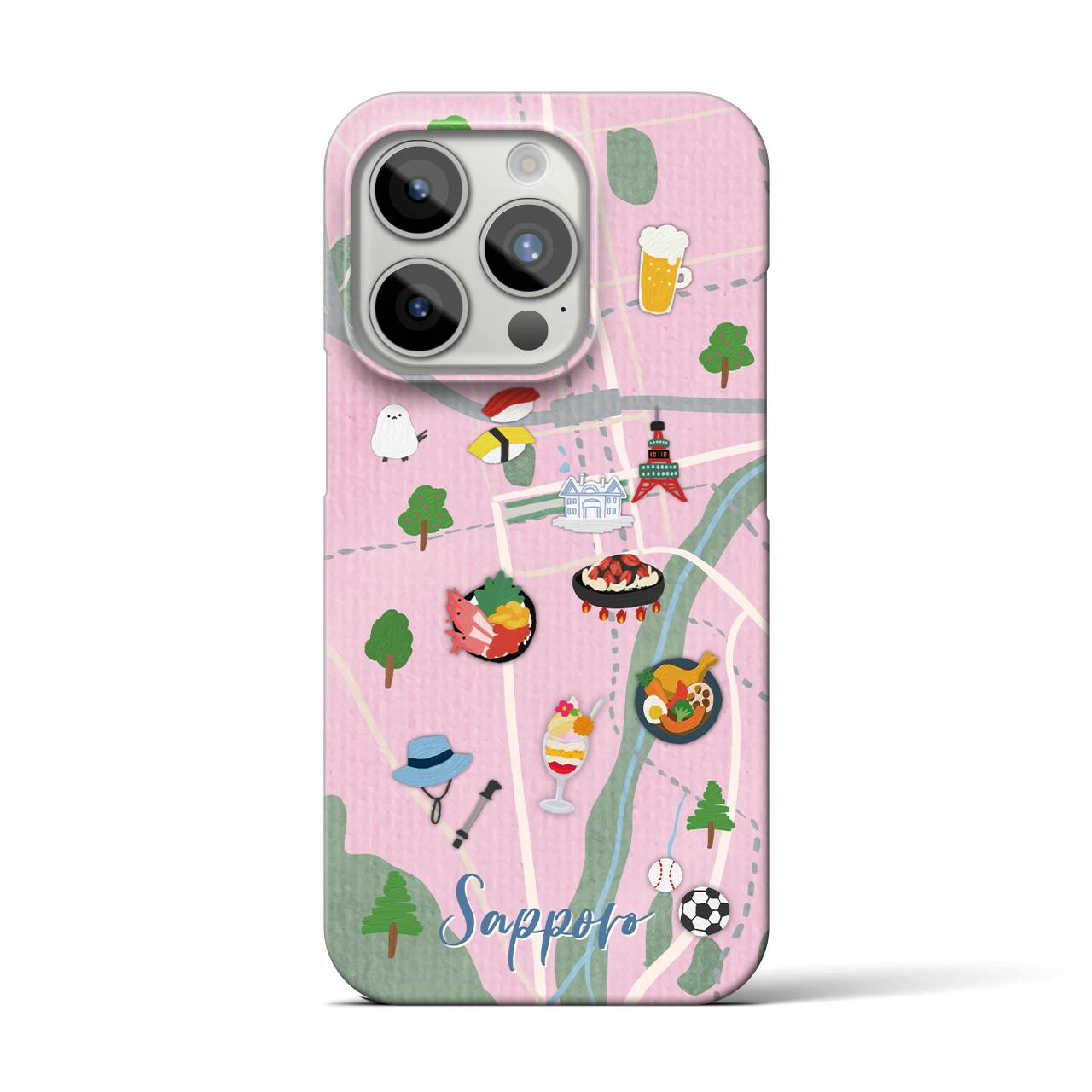 【札幌（Walk &amp; Eat）】Walk &amp; Eat iPhoneケース（バックカバータイプ）ピンク・iPhone 15 Pro 用