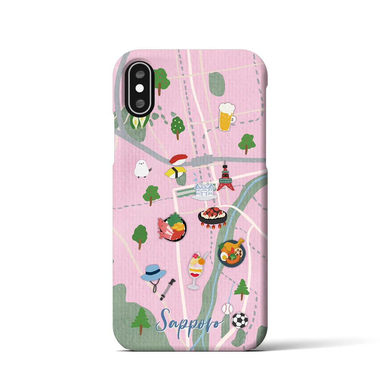 【札幌（Walk &amp; Eat）】Walk &amp; Eat iPhoneケース（バックカバータイプ）ピンク・iPhone XS / X 用