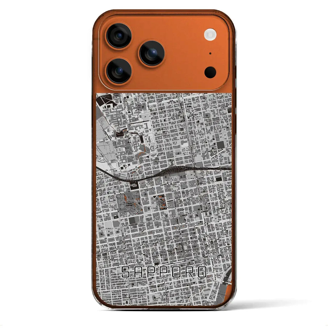 【札幌2（北海道）】地図柄iPhoneケース（クリアタイプ）モノトーン・iPhone 17 Pro Max 用