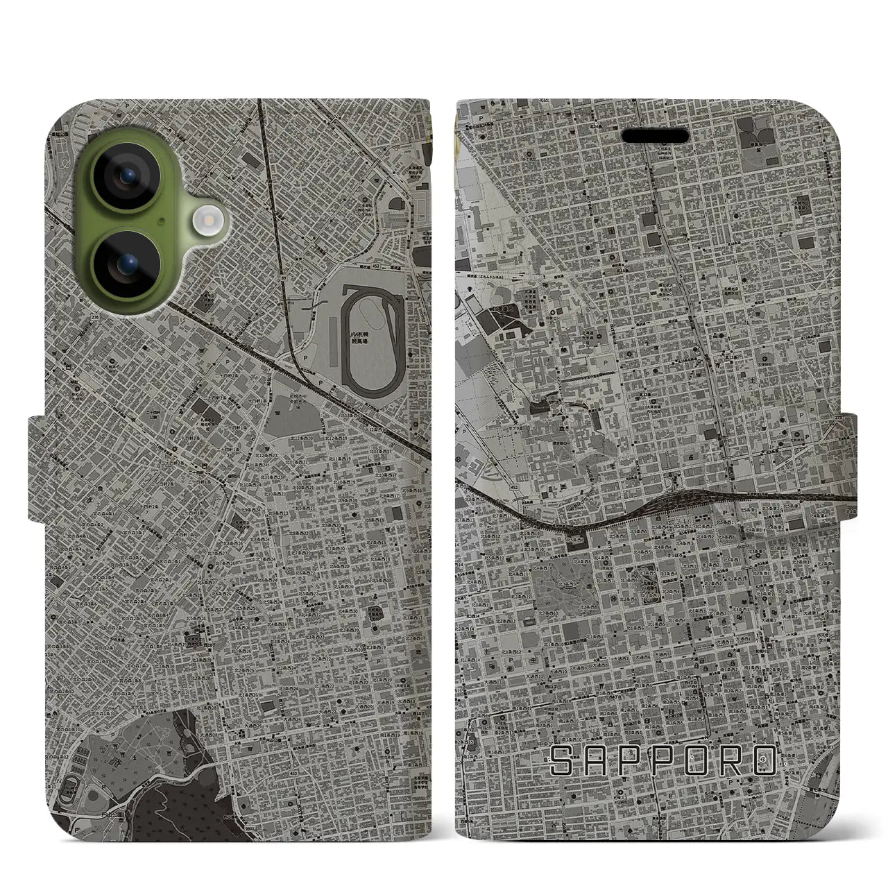 【札幌2（北海道）】地図柄iPhoneケース（手帳タイプ）