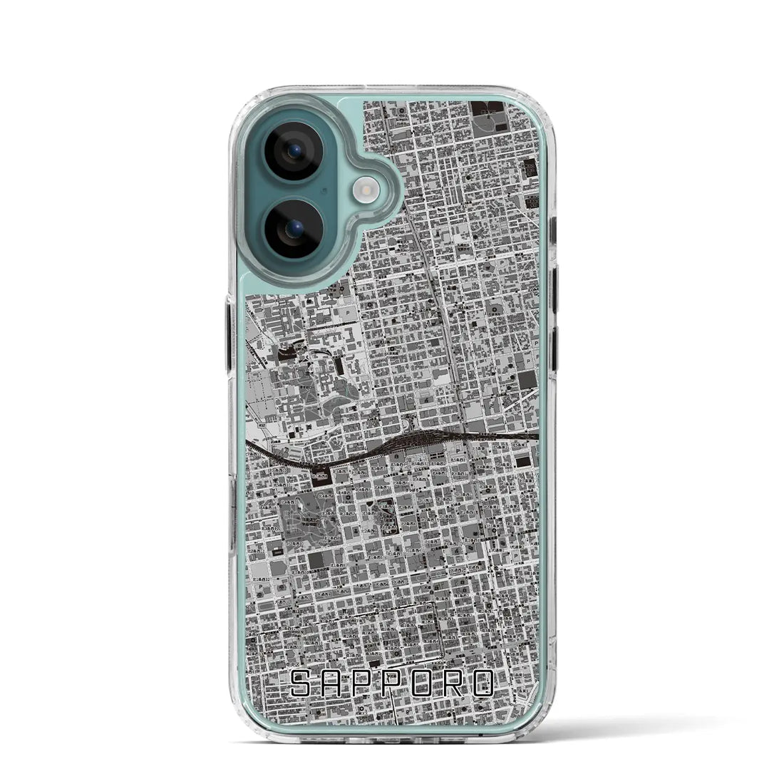 【札幌2（北海道）】地図柄iPhoneケース（MagSafeタイプ）モノトーン・iPhone 16 Pro 用