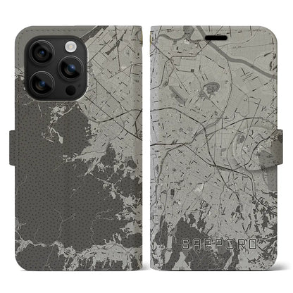 【札幌3（北海道）】地図柄iPhoneケース（手帳タイプ）モノトーン・iPhone 16 用