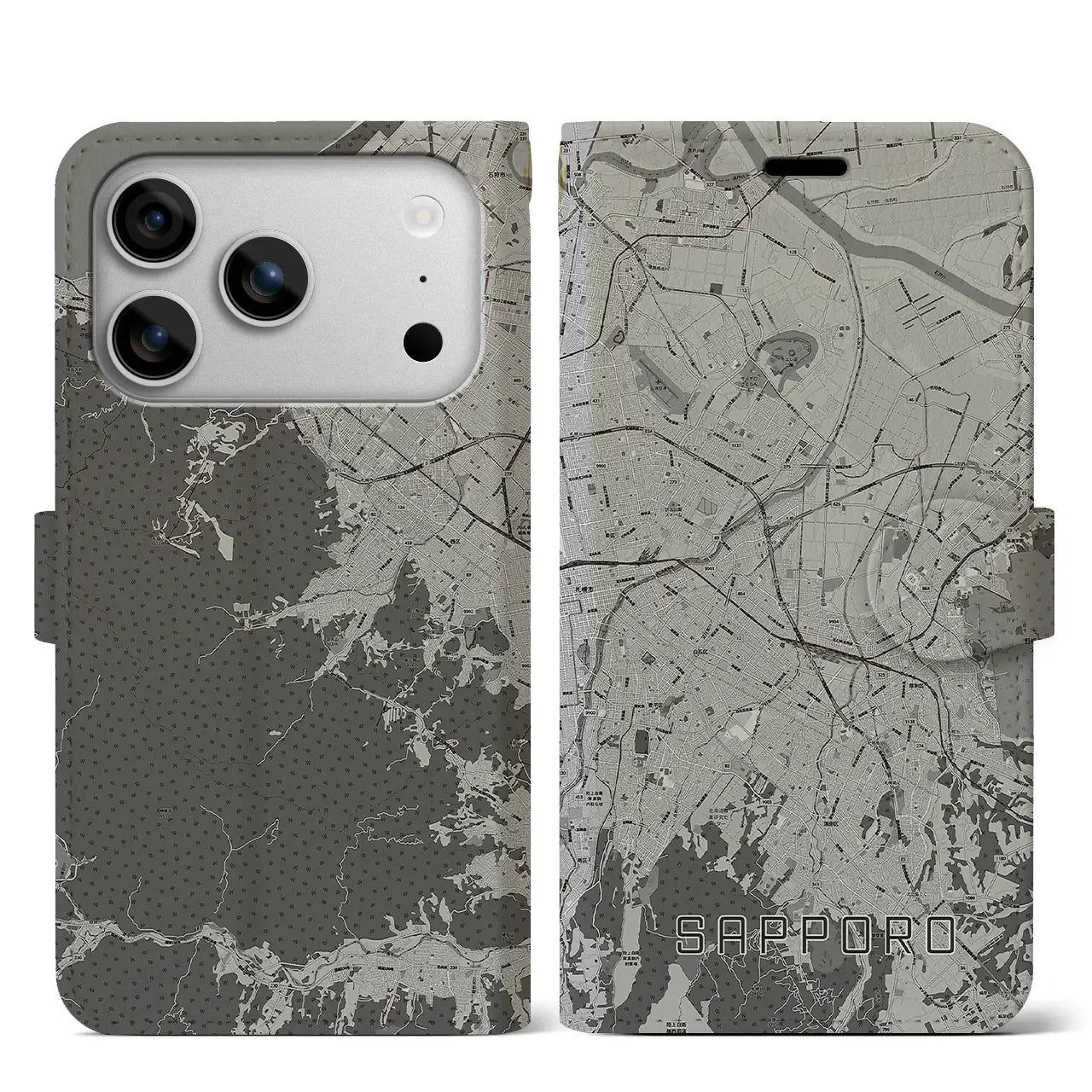 【札幌3（北海道）】地図柄iPhoneケース（手帳タイプ）