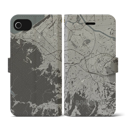 【札幌3（北海道）】地図柄iPhoneケース（手帳タイプ）モノトーン・iPhone SE（第3 / 第2世代） / 8 / 7 / 6s / 6 用