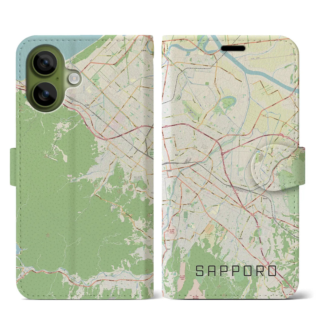 【札幌3（北海道）】地図柄iPhoneケース（手帳タイプ）ナチュラル・iPhone 17 Pro Max 用