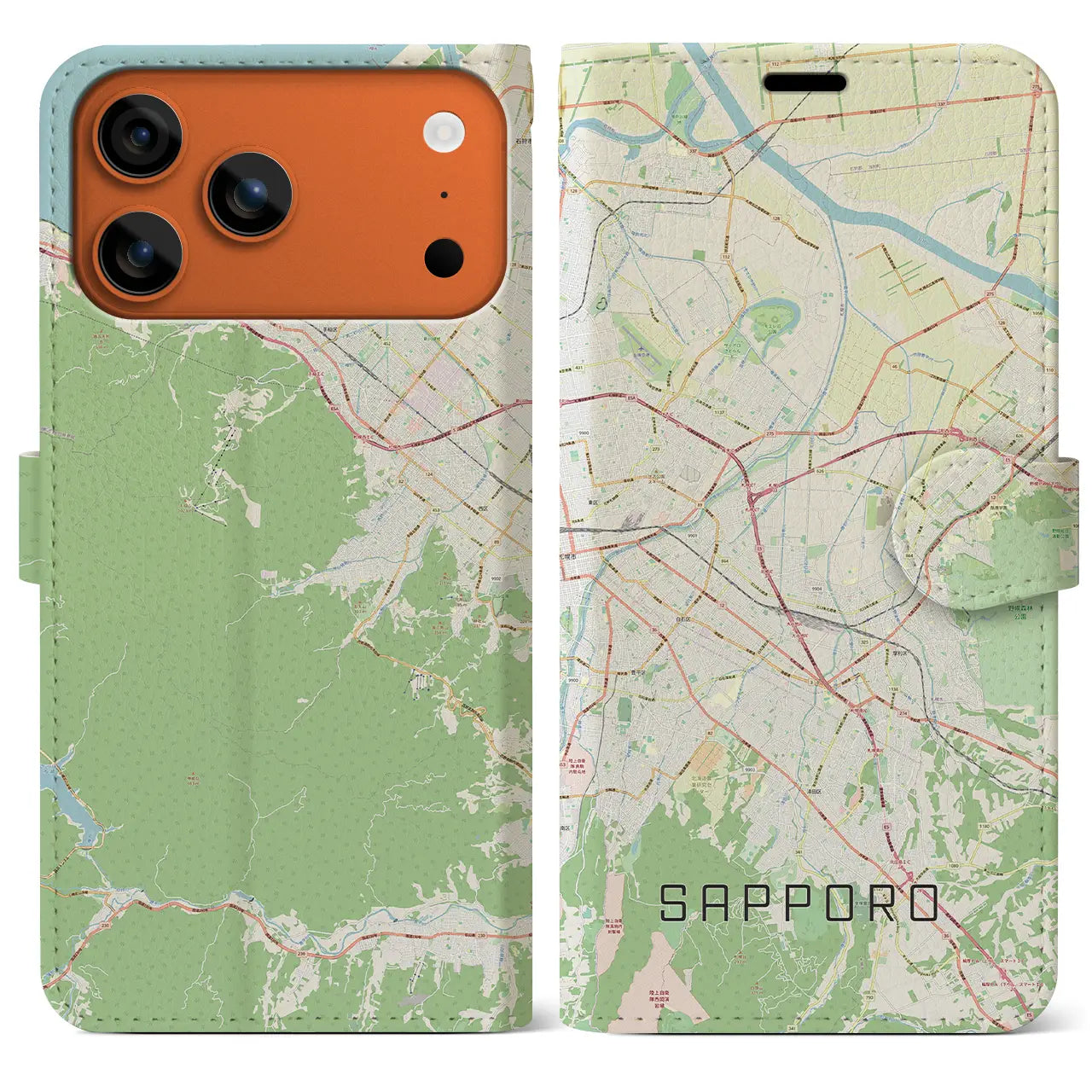 【札幌3（北海道）】地図柄iPhoneケース（手帳タイプ）