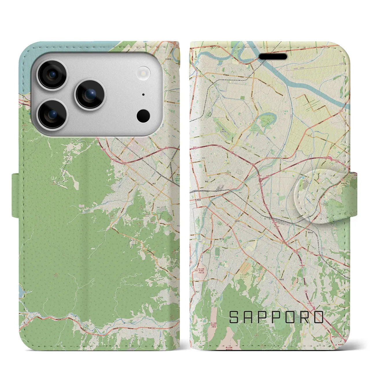 【札幌3（北海道）】地図柄iPhoneケース（手帳タイプ）