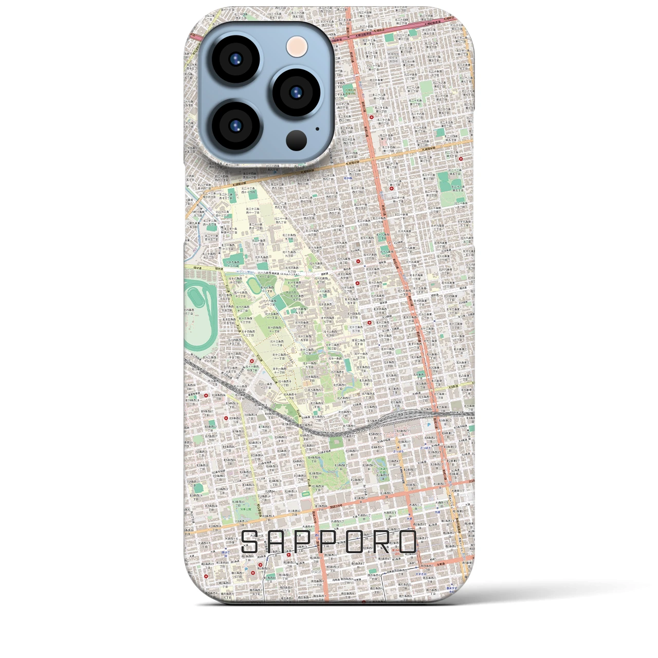 【札幌4】地図柄iPhoneケース（バックカバータイプ・ナチュラル）iPhone 13 Pro Max 用
