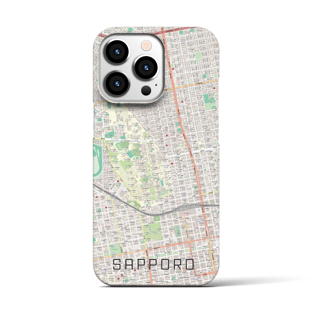 【札幌4】地図柄iPhoneケース（バックカバータイプ・ナチュラル）iPhone 13 Pro 用