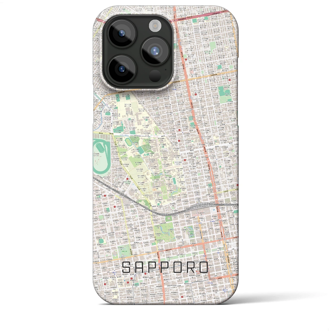 【札幌4】地図柄iPhoneケース（バックカバータイプ・ナチュラル）iPhone 15 Pro Max 用