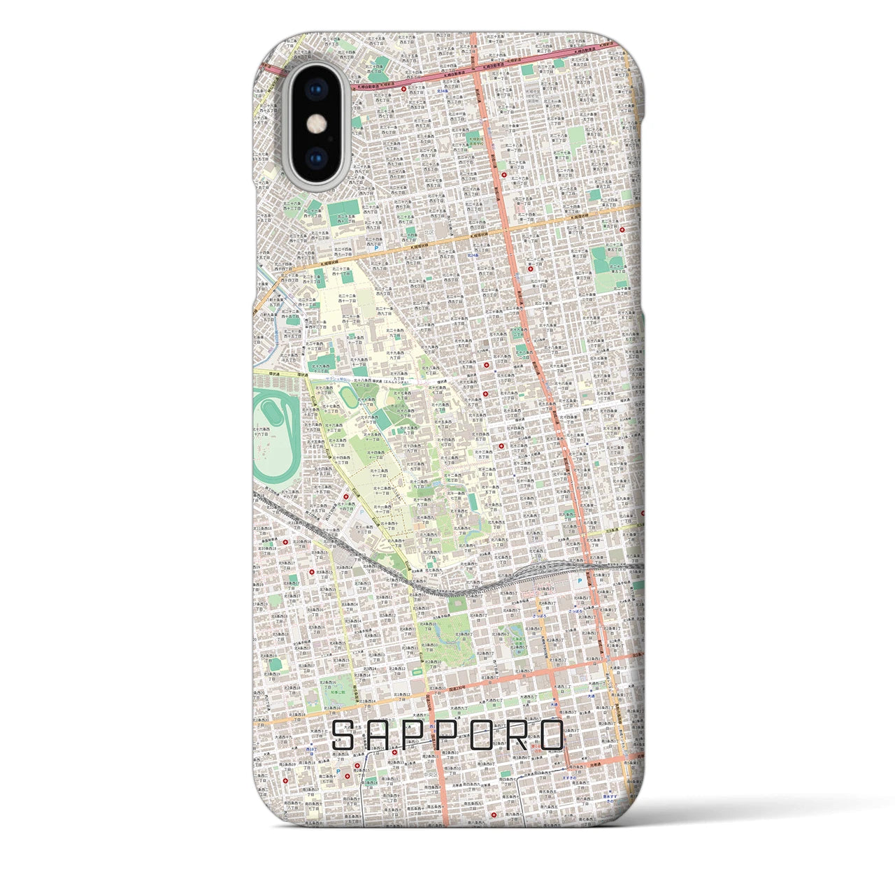 【札幌4】地図柄iPhoneケース（バックカバータイプ・ナチュラル）iPhone XS Max 用