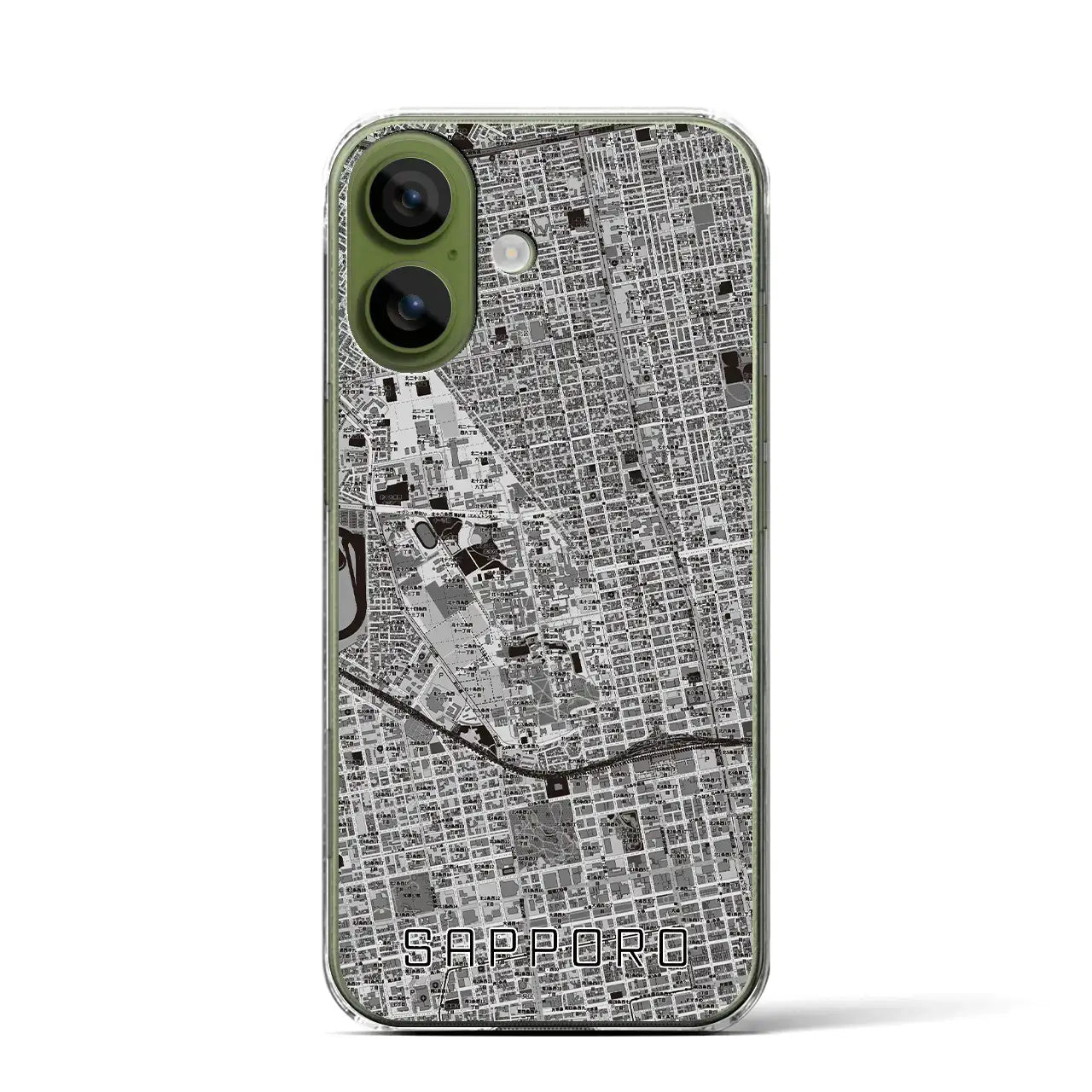 【札幌4（北海道）】地図柄iPhoneケース（クリアタイプ）モノトーン・iPhone 17 Pro Max 用