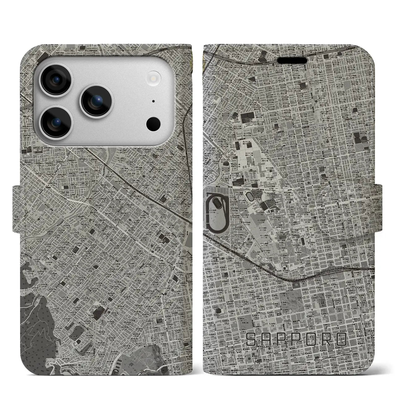 【札幌4（北海道）】地図柄iPhoneケース（手帳タイプ）