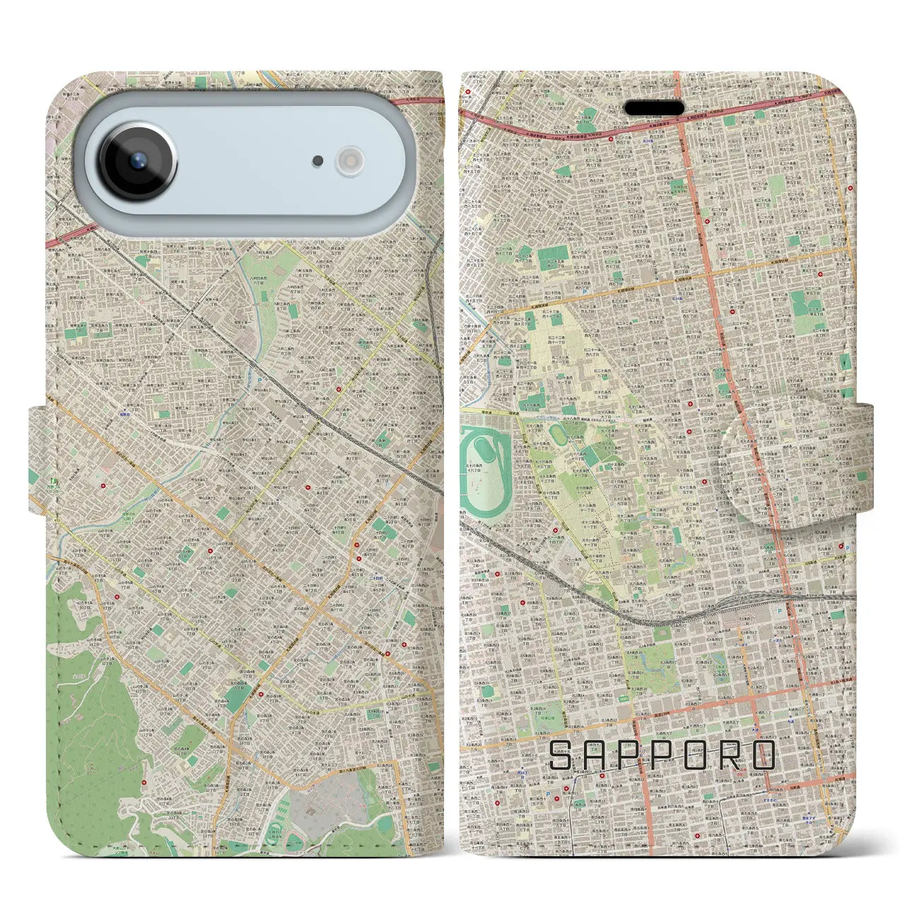 【札幌4（北海道）】地図柄iPhoneケース（手帳タイプ）