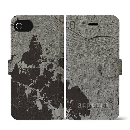 【札幌（北海道）】地図柄iPhoneケース（手帳タイプ）モノトーン・iPhone SE（第3 / 第2世代） / 8 / 7 / 6s / 6 用