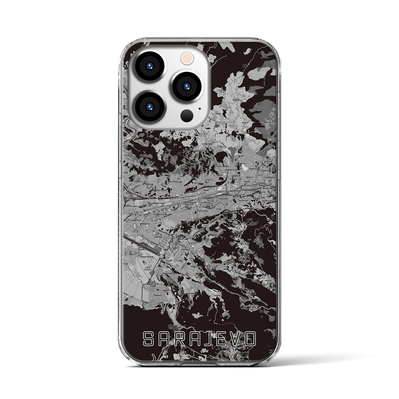 【サラエヴォ（ボスニア・ヘルツェゴビナ）】地図柄iPhoneケース（クリアタイプ）